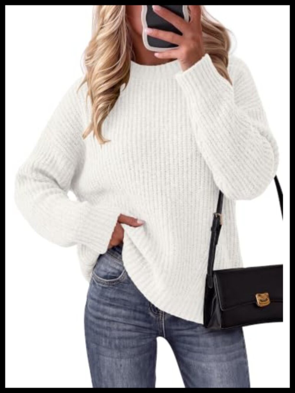 Oversized Ribbed Knit Long Sleeve Crewneck Pullover Sweater Fall Winter